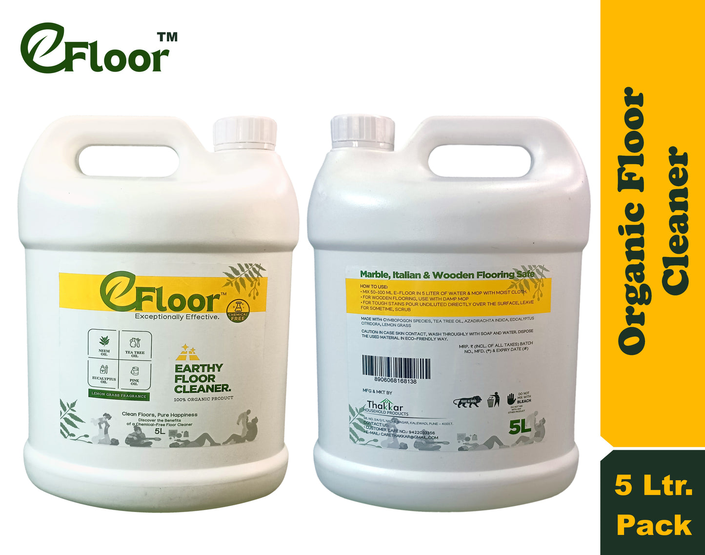 E-Floor Organic Floor Cleaner - 5 Ltr Pack