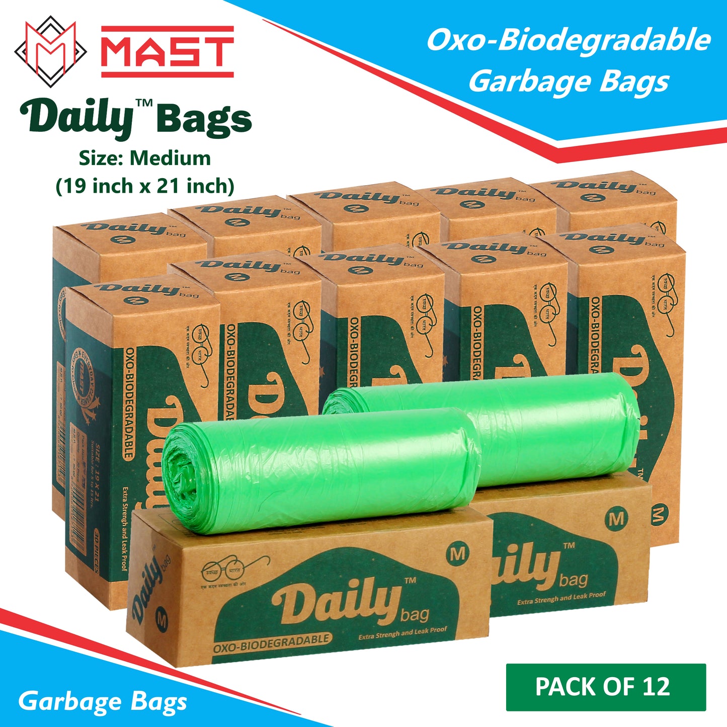Mast Daily 19 X 21 Inches Bio-Degradable Garbage Bags