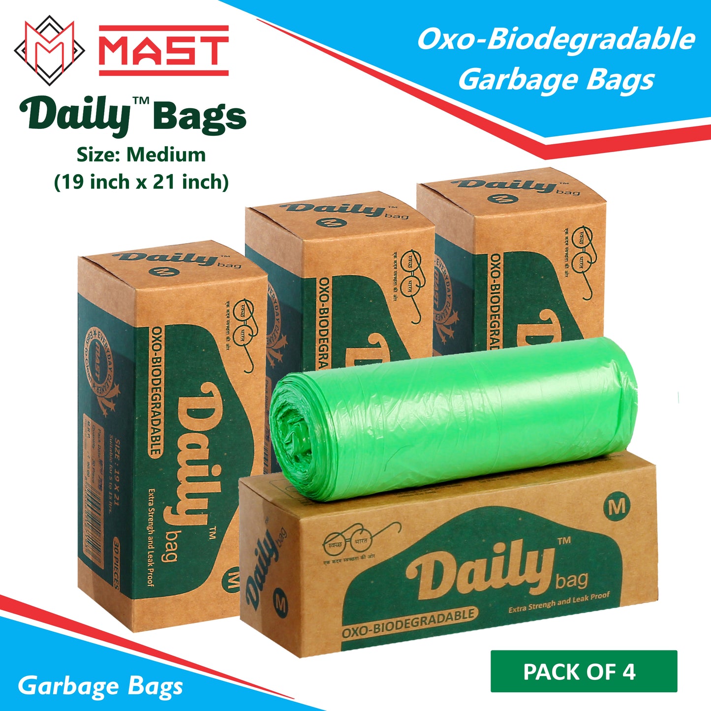 Mast Daily 19 X 21 Inches Bio-Degradable Garbage Bags