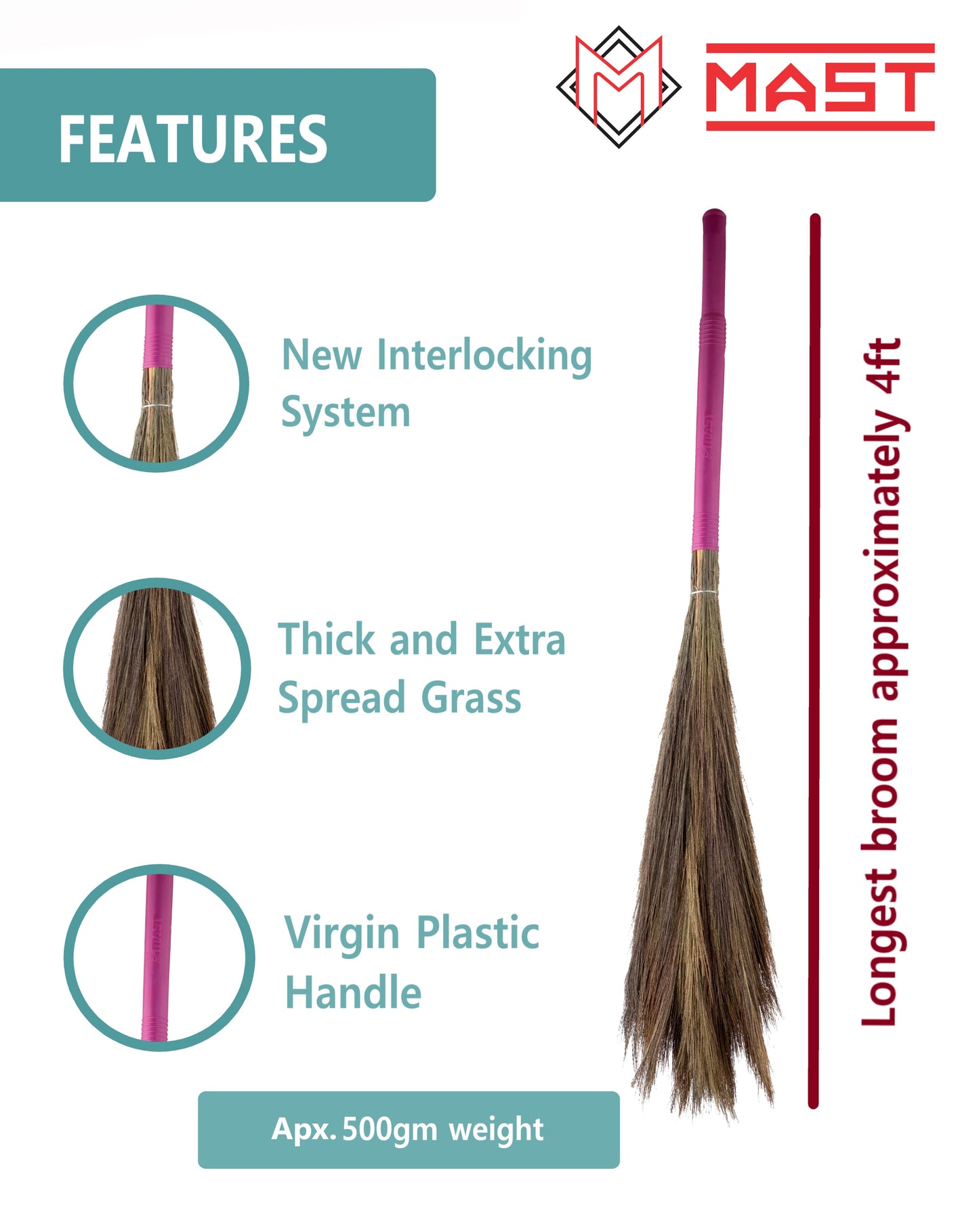 Mast Big B Natural Soft Grass Broom