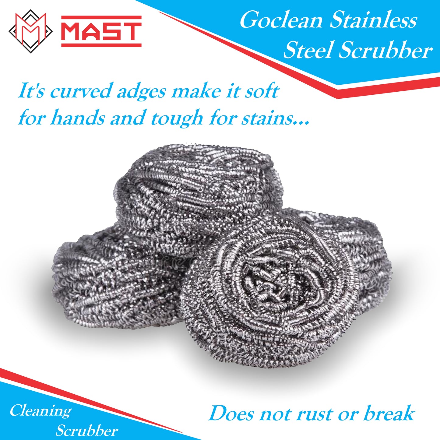 Mast Stainless Steel Utensils Scrubber (Pack of 12 Scrubbers)