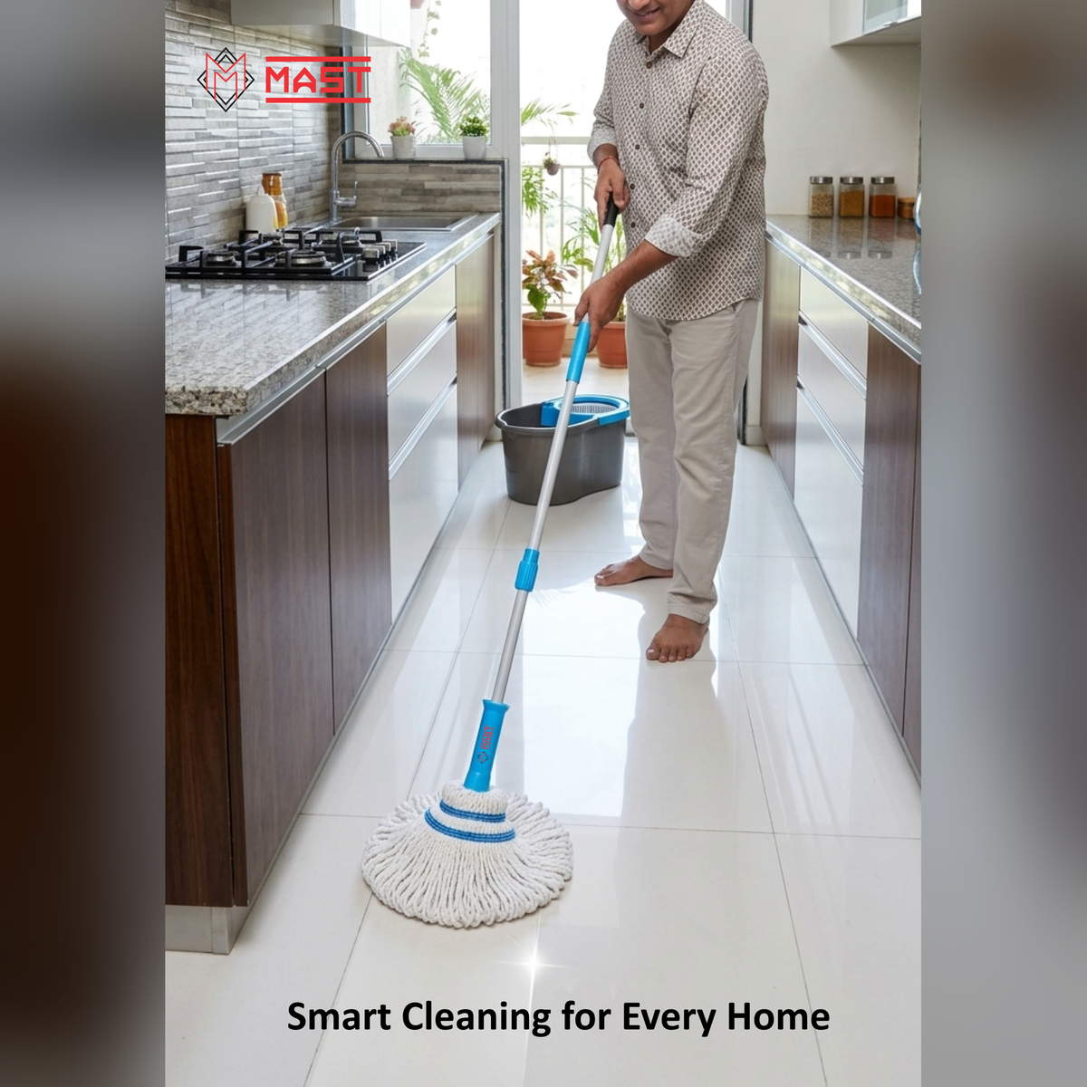 Mast Twisty Cotton Mop | Pack of 1 | Easy Twist Handle | Quick Dry Floor Cleaning Mop