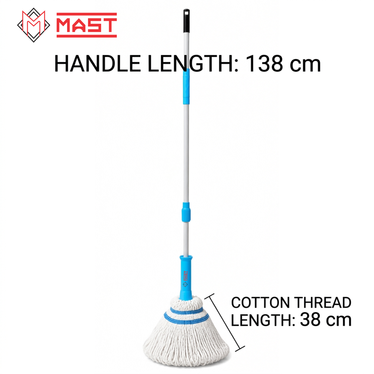 Mast Twisty Cotton Mop | Pack of 1 | Easy Twist Handle | Quick Dry Floor Cleaning Mop