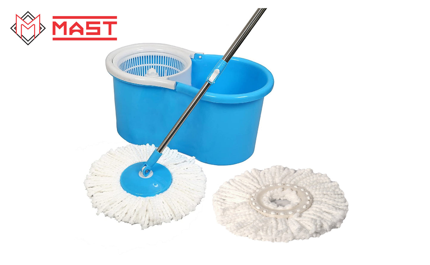 Mast Eco Magic Spin Mop with Stainless Steel Handle & 2 Microfiber Refills