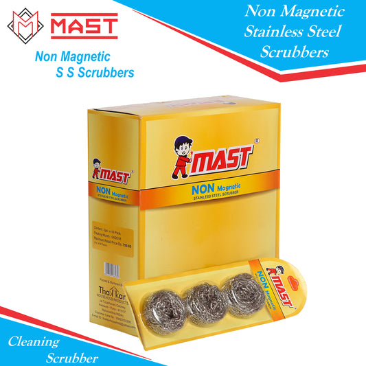 Non-Magnetic Stainless Steel Scrubber for Cleaning, Pots, Pans, Ovens, Bar-B-Queue Grills, Dishes