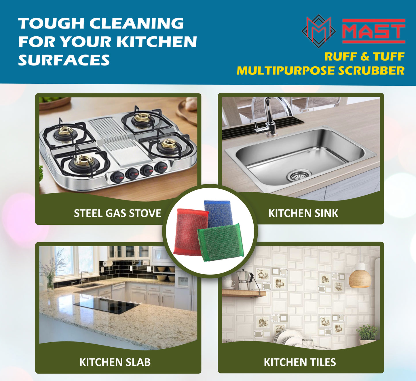 Mast Ruff and Tuff Multipurpose Steel Foam Pad Kitchen Scrubber