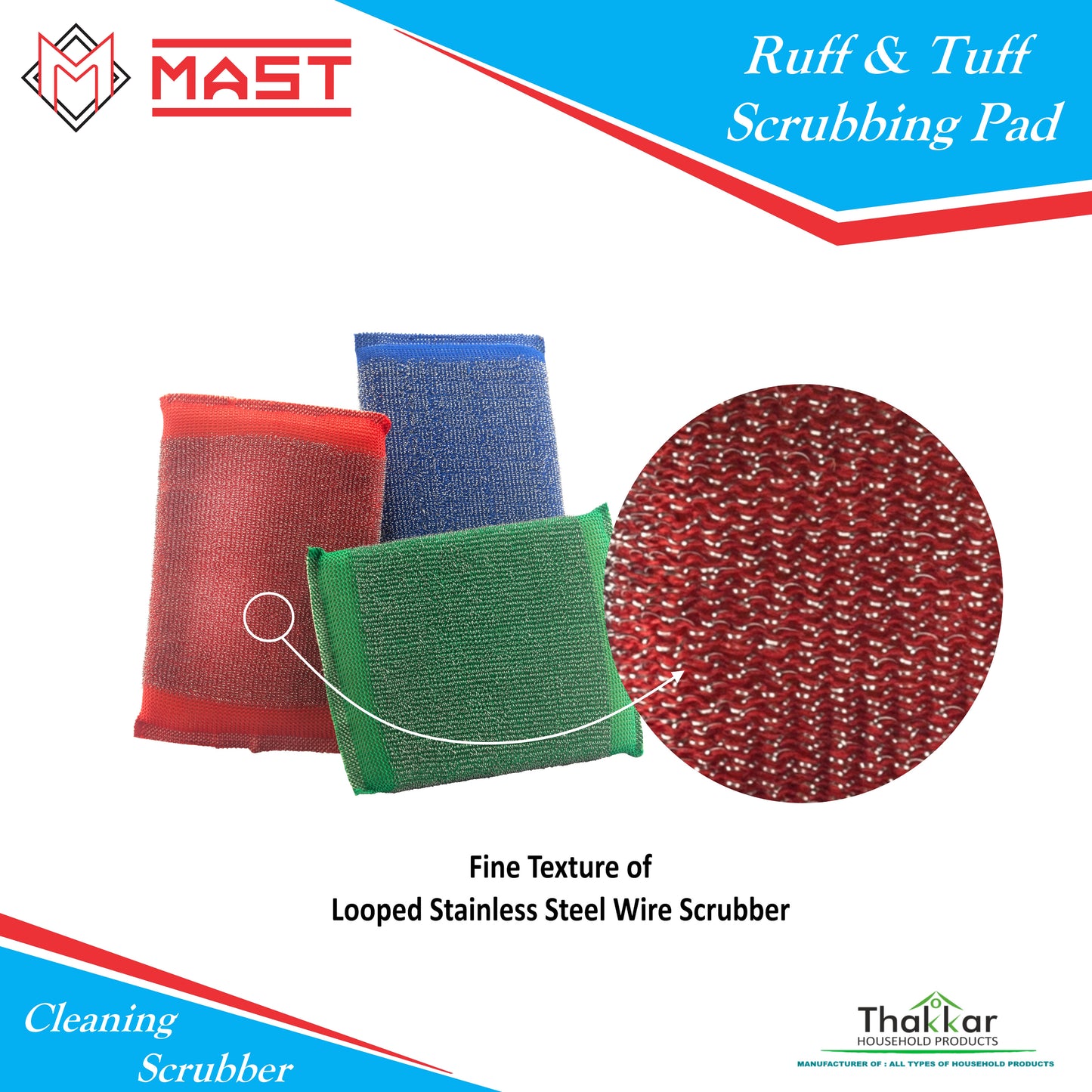 Mast Ruff and Tuff Multipurpose Steel Foam Pad Kitchen Scrubber