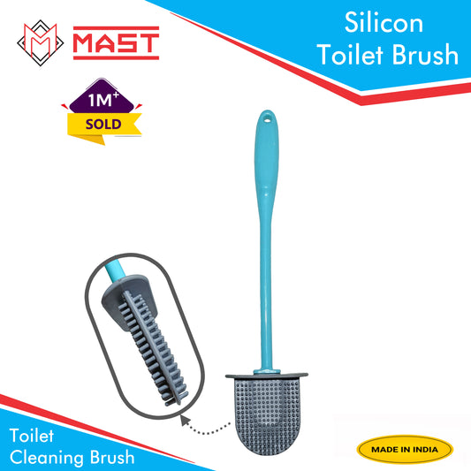 Mast Silicon Bristles Toilet Cleaning Brush| Blue | Pack of 2