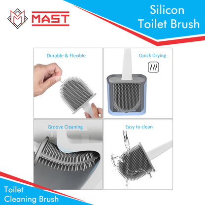 Mast Silicon Bristles Toilet Cleaning Brush| Blue | Pack of 2