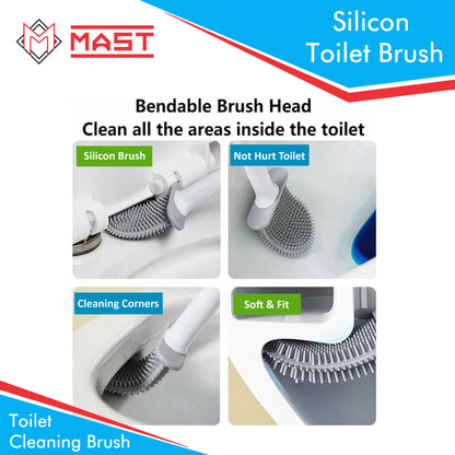 Mast Silicon Bristles Toilet Cleaning Brush| Blue | Pack of 2