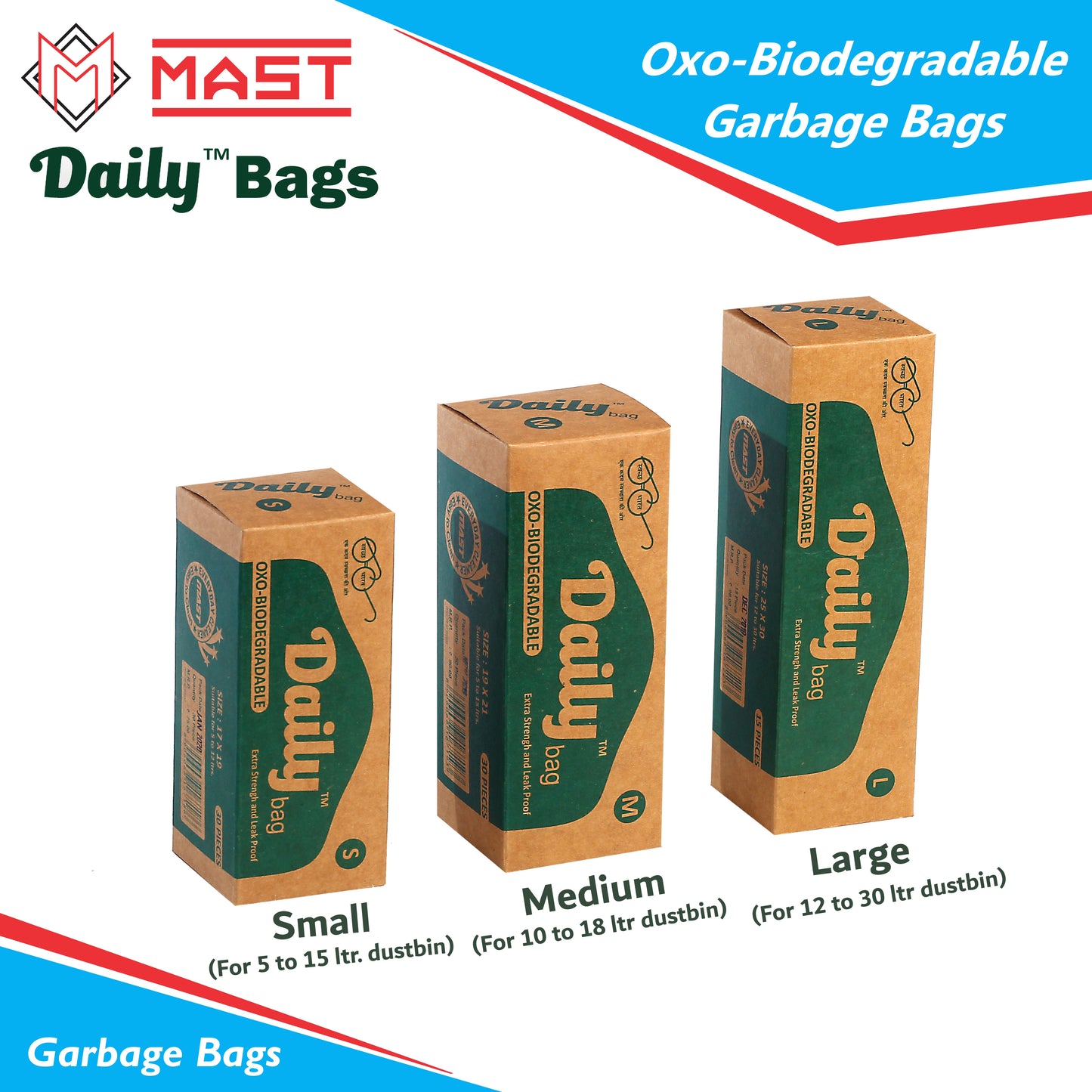 Mast Daily 17 X 19 Inches Bio-Degradable Garbage Bags