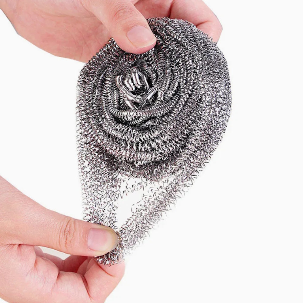 Non-Magnetic Stainless Steel Scrubber for Cleaning, Pots, Pans, Ovens, Bar-B-Queue Grills, Dishes