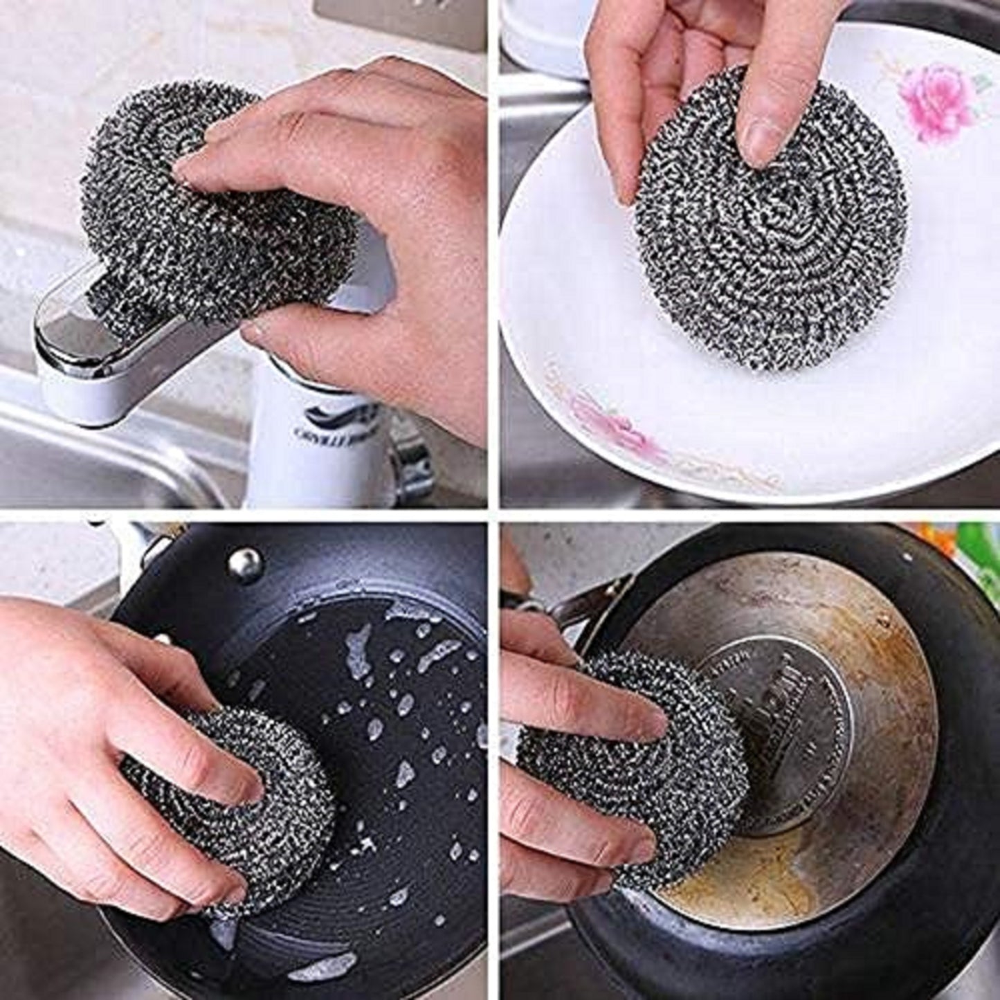 Non-Magnetic Stainless Steel Scrubber for Cleaning, Pots, Pans, Ovens, Bar-B-Queue Grills, Dishes